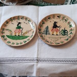 Set of 2 QUIMPER POTTERY FRANCE 7" Hikers